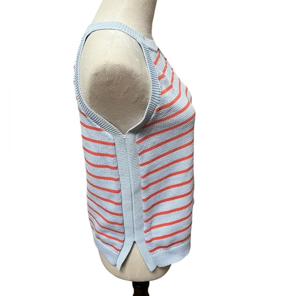Banana Republic Medium Tank Top Sweater Light Blue and Orange Stripes - Picture 3 of 8